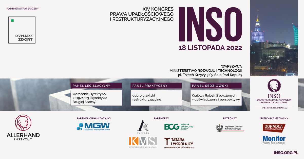 INSO 2022: XIV Kongres Prawa Upadłościowego i Restrukturyzacyjnego